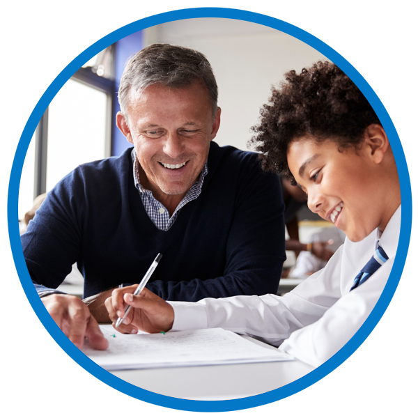 Tutor helping student with school work