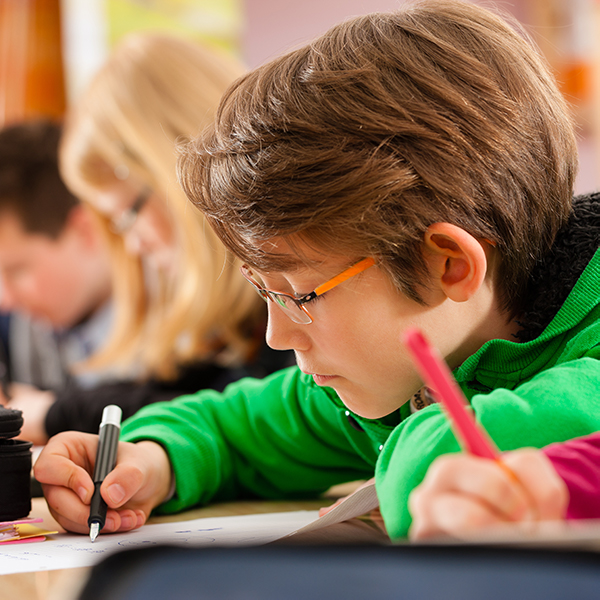 Boy doing school work